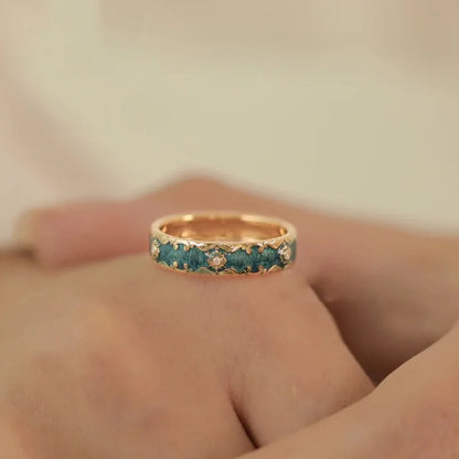 Luckacco Exquisite Design Green Enamel Rings Retro Aestheticism Gold Color Metal Enamel Process Pattern Rings Jewelry