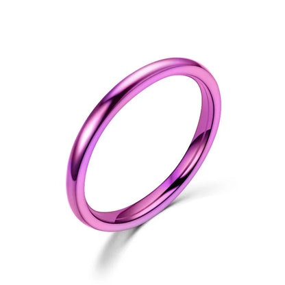 Luckacco 2mm Thin Stainless Steel Rings Rose Gold Fashion Simple Titanium Steel Rings for Women Girl Gifts