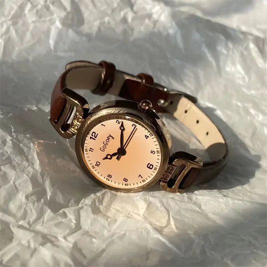 Luckacco 2025 Quartz Watch Women PU Leather Thin Strap Wristwatch Ladies Watches Solid Color Fashion Women Gift Watch Relojes Para Mujer