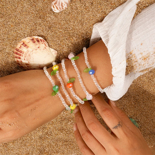 Luckacco 5Pcs/Set Fashion Handmade Beads Bracelets for Women Girls Party Fesitval Jewelry Gifts