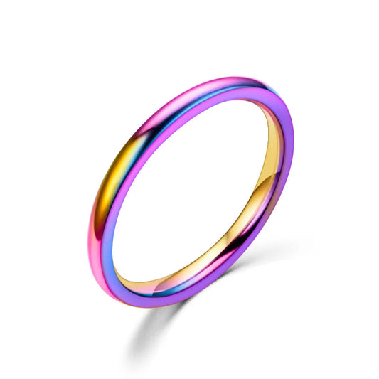 Luckacco 2mm Thin Stainless Steel Rings Rose Gold Fashion Simple Titanium Steel Rings for Women Girl Gifts