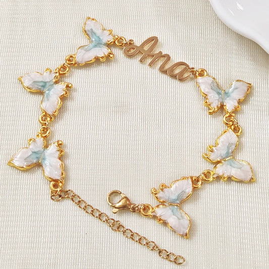 Luckacco Customized Bracelet Gold Butterfly Bracelet Customized Name Women's Jewelry Gift Valentine's Day Gift