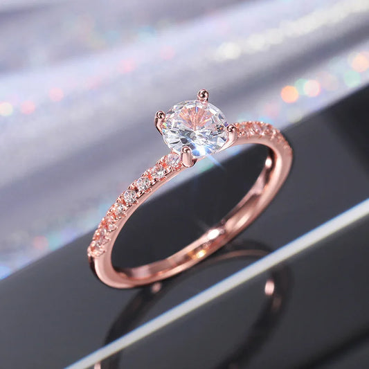 Luckacco Trendy Rose Gold Silver Color Fashion Engagement Rings for Women Wedding Party Gift Drop Shipping Jewelry R527