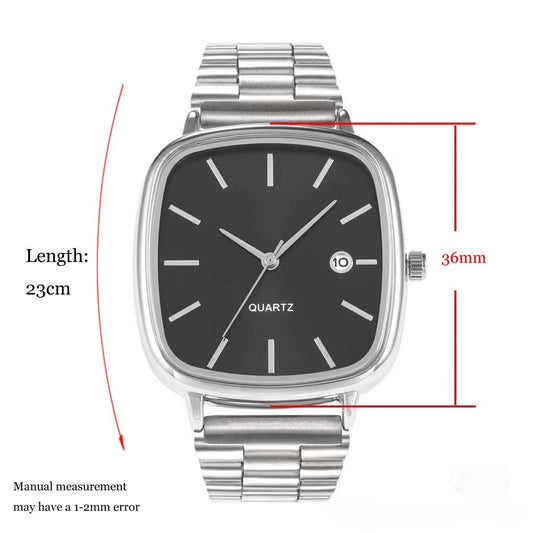 Luckacco Fashion Brand Men Watch Steel Strap Business Calendar Quartz Watches Luxury Wristwatches Gift  Big Dial Clock
