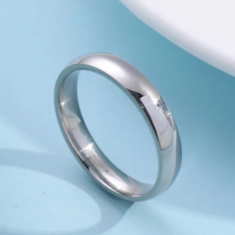 luckacco classic 4mm curved stainless steel couple ring charm men women titanium steel rings best party gift jewelry