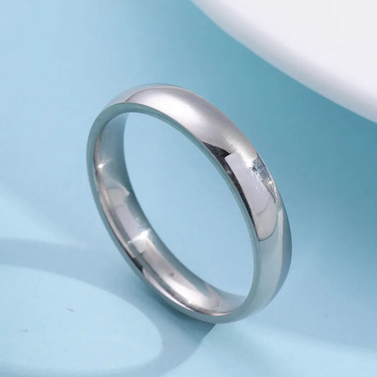 Luckacco Classic 4mm Curved Stainless Steel Couple Ring Charm Men Women Titanium Steel Rings Best Party Gift Jewelry
