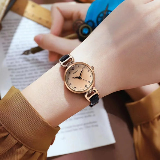 Luckacco 2025 Quartz Watch Women PU Leather Thin Strap Wristwatch Ladies Watches Solid Color Fashion Women Gift Watch Relojes Para Mujer