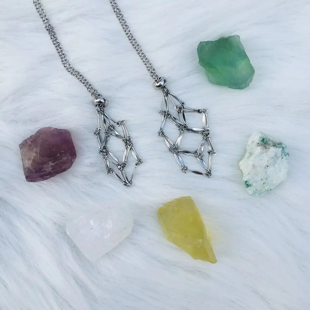 luckacco stainless steel crystal holder cage necklace silver color interchangeable stone holder necklace necklace accessories gold color