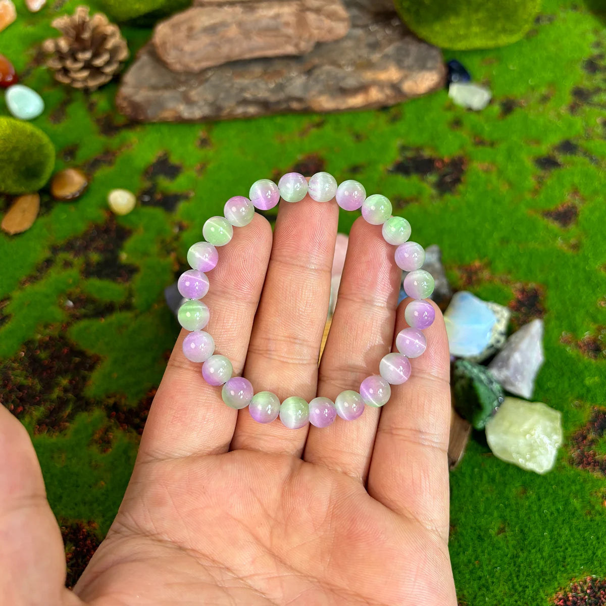 luckacco 1pc/pink and purple cat's eye bracelet symbolizes wealth and prosperity. a jewelry gift for women, perfect for all seasons.