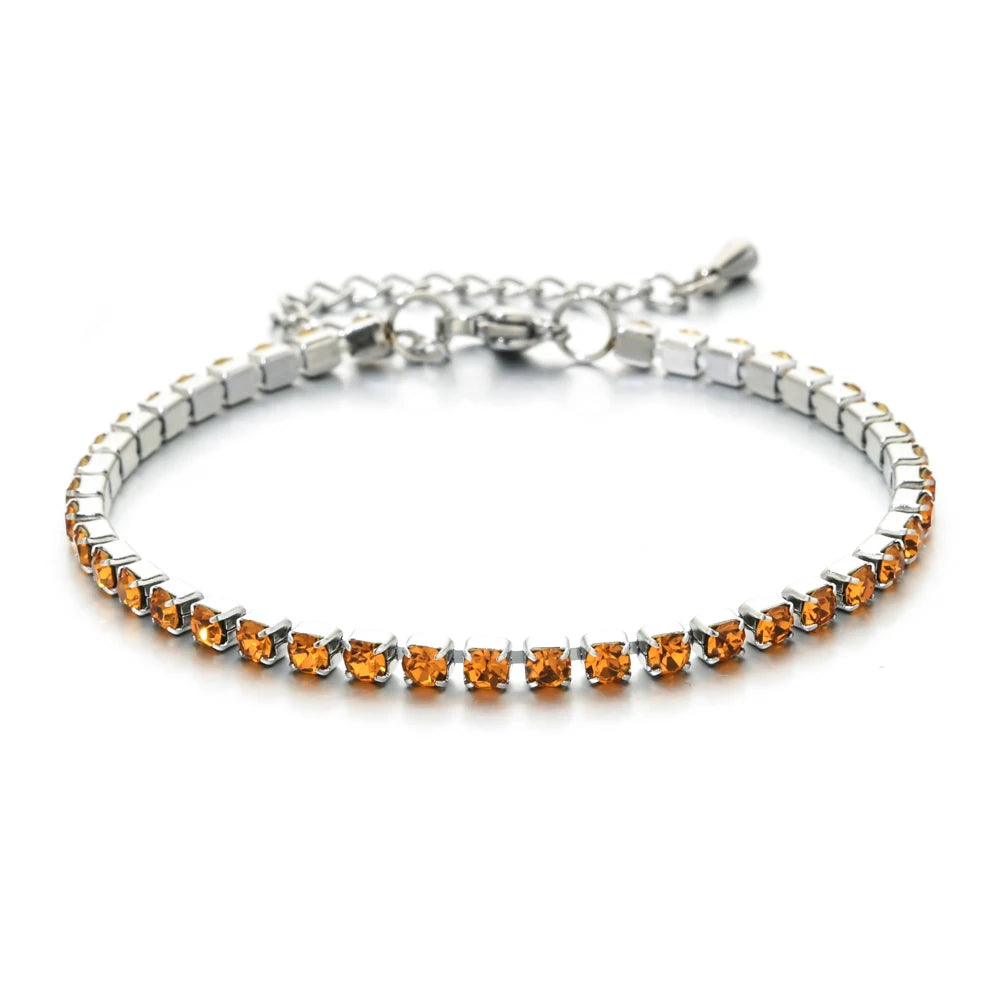 luckacco shop's pick 3mm micro pave zircon tennis bracelet for women new men bracelet homme stainless steel jewelry accessories