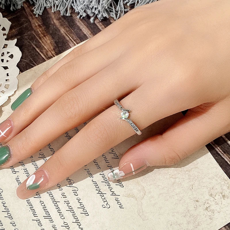 luckacco daily picks exquisite cross finger rings with round cubic zirconia wedding accessories for women simple and elegant female jewelry