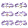 Luckacco New Women Rope Bracelets Hand Woven Purple Thread Bracelet Cute Animal Pendant Bracelet Vintage Daisy Flower Bangle Girl Jewelry