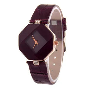 Luxury Women Watches Gem Cut Geometry Crystal Leather Quartz Wristwatch Fashion Dress Watch Ladies Gifts Clock Relogio Feminino -  - Luckacco Jewelry and Watch Store