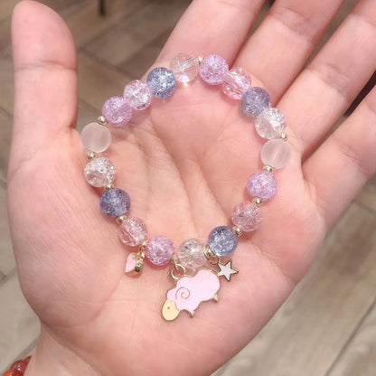 Luckacco Makersland Sweet Bead Bracelet For Children Women Cute Flower Pendant Bracelets Kids Girls Charm Jewellery Gifts