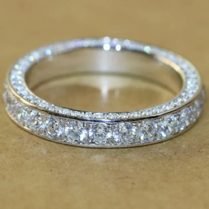 Luckacco Elegant Silver Color Inlaid with White Zircon Rings Luxury Fashion Party Engagement Wedding Rings for Women Jewelry