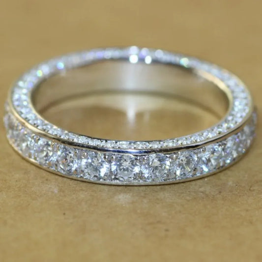 Luckacco Elegant Silver Color Inlaid with White Zircon Rings Luxury Fashion Party Engagement Wedding Rings for Women Jewelry