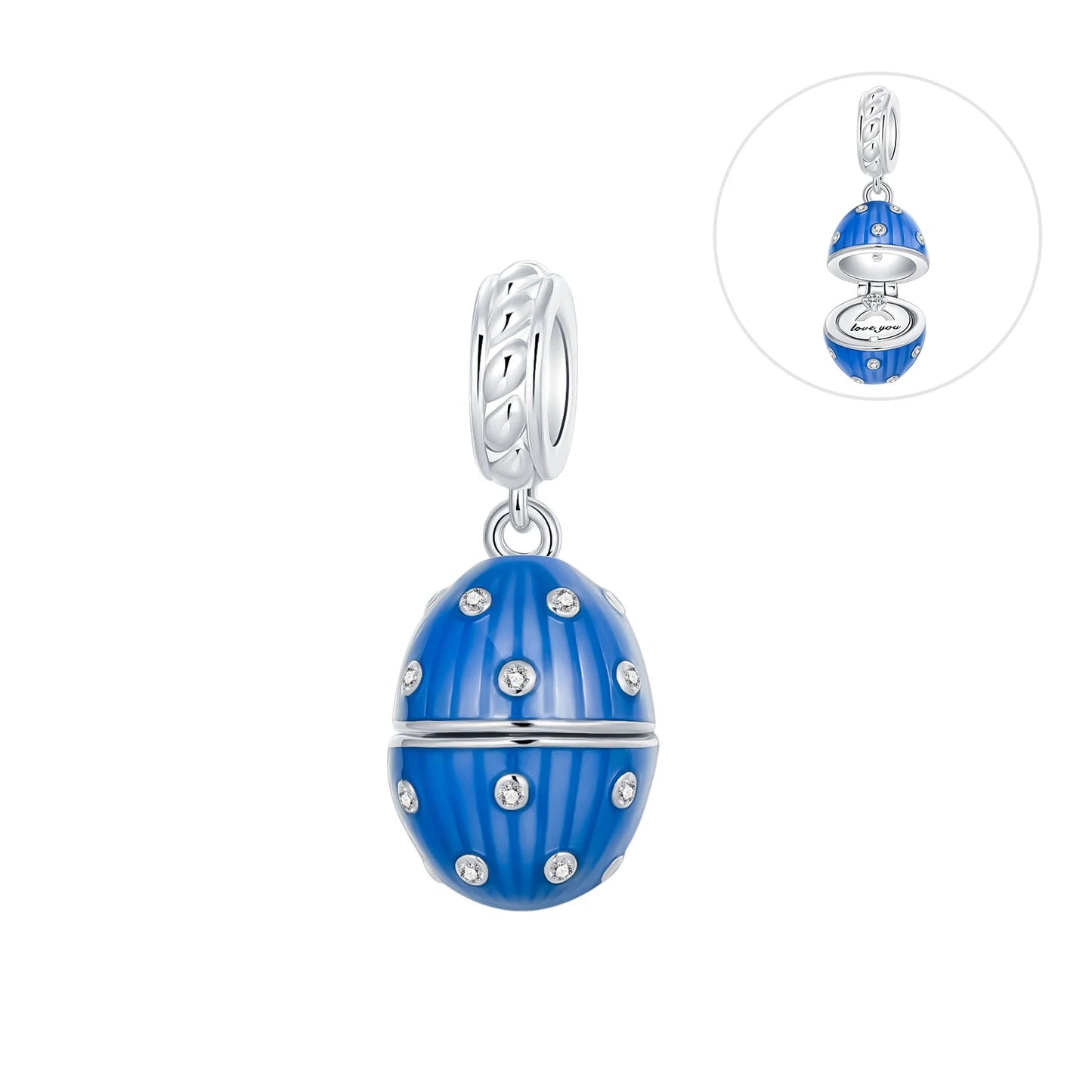 luckacco 925 sterling silver golden charms easter can be opened eggs bead rabbit pendants fit original bracelet diy jewelry gift