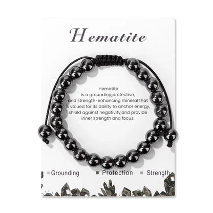 Luckacco Adjustable Healing Amethysts Bracelets For Women Men Natural Stone 8mm Beads Braided Bracelet Stress Relief Anxiety Jewelry