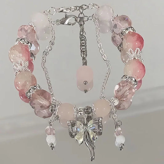 Luckacco Star Bead Imitation Glass Bracelet for Girls' Christmas, Colorful and Trendy Atmosphere, High-End and Versatile Bracelet Gifts