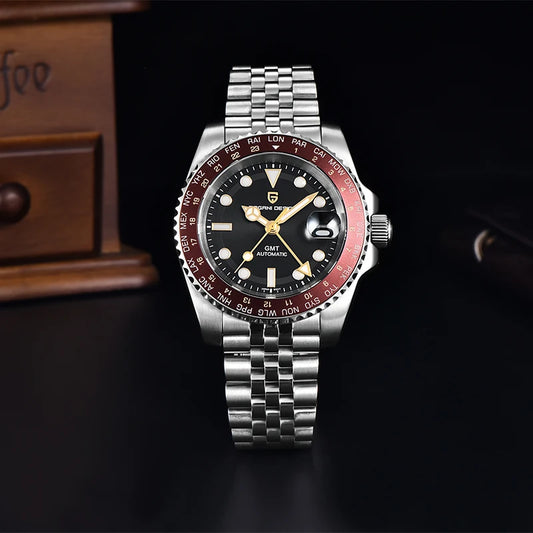 Luckacco PAGANI DESIGN V4 40MM GMT NH34 Luxury Men's Watches Top Fashion Automatic Mechanical Watches for Men Sapphire Waterproof Clock