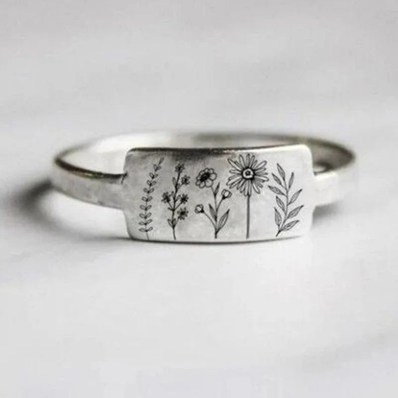 luckacco new fashionable wildflowers rings for men women dandelion flower floral daisy new stylish ring unisex stainless steel jewelry