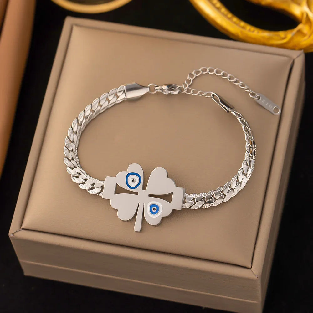 luckacco 2024 trendy creative personality gold color stainless steel world tree bracelet for women luxury inlay crystal bangle jewelry