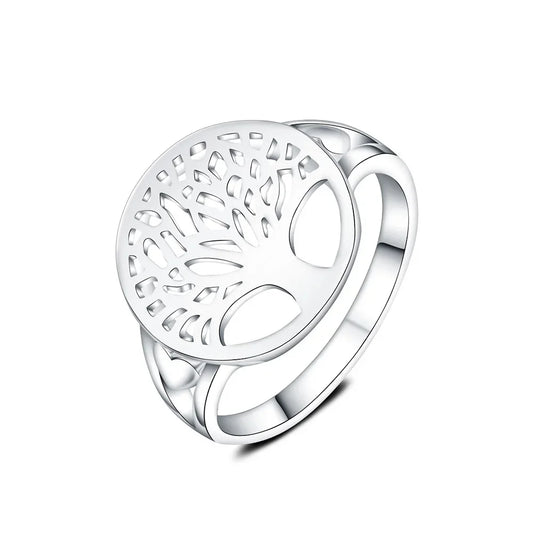 Luckacco Andara 925 Sterling Silver Ring Tree of Life Rings For Women Wedding Party Glamour Jewelry Gifts R892
