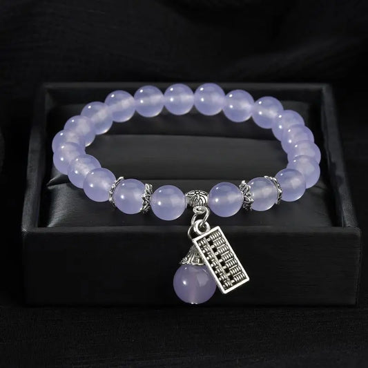 Luckacco Natural Stone Agate Amethyst Abacus Beaded Bracelet Men and Women Magnetic Health Protection Fashion Jewelry Gifts