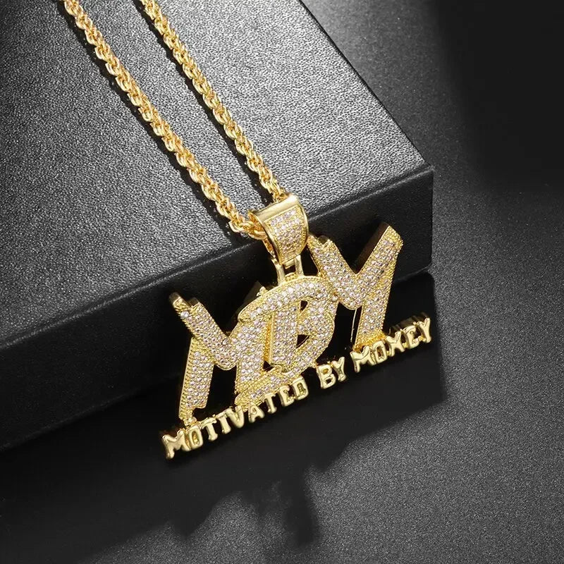 luckacco hip hop ice out zircon letter otf letter pendant necklace for men and women fashion rock party jewelry gift