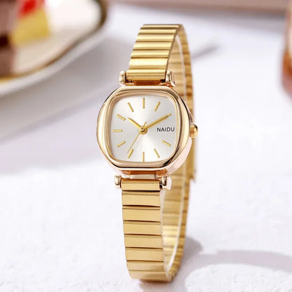 Luckacco Brand Small Square Ladies Watches Adjustable Stainless Steel Strap Quartz Wristwatches for Women Fashion Luxury Gift Clock