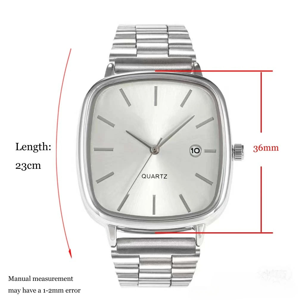 luckacco fashion brand men watch steel strap business calendar quartz watches luxury wristwatches gift  big dial clock