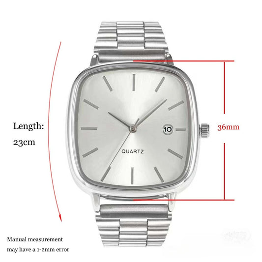 Luckacco Fashion Brand Men Watch Steel Strap Business Calendar Quartz Watches Luxury Wristwatches Gift  Big Dial Clock