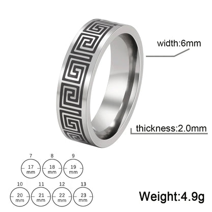 Luckacco Kkjoy Stainless Steel Anneaux Geometric pattern Rings for Women Men jewelry Wide Anillos Birthday Party Textured Travel gifts