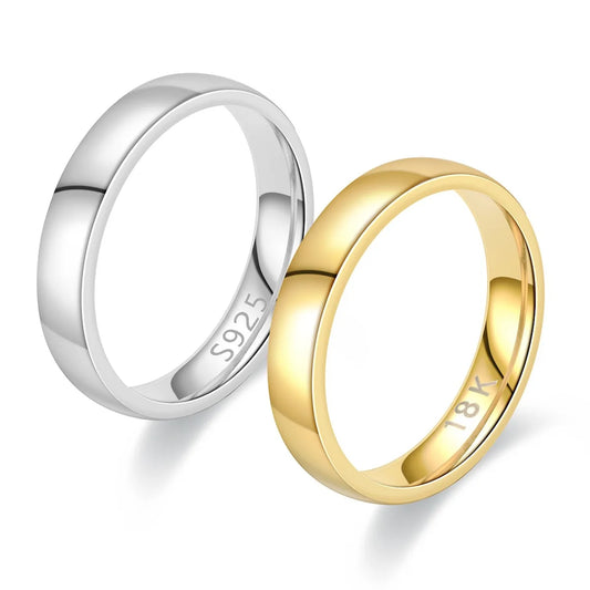 Luckacco 4mm 18K Gold-Plated Stainless Steel Ring Silver Color Anillos Mujer Couple Wedding Ring Bague Femme Acier Inoxydable Bague