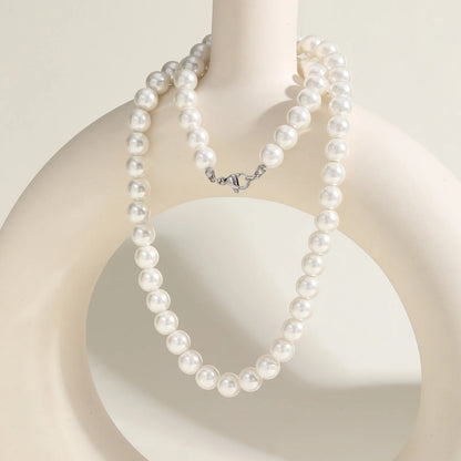 Luckacco Light luxury Imitation Pearl Necklace for Women, Waterproof Stainless Steel Necklaces,Mother's Day Gift Jewelry