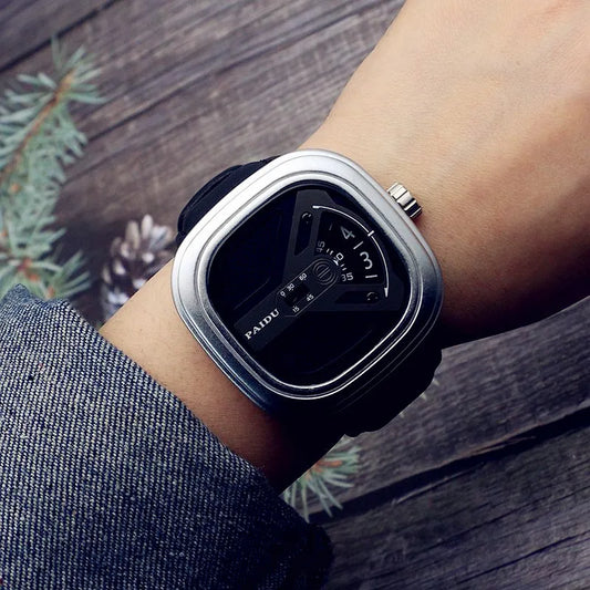 Luckacco UTHAI CE96 Punk Style Square Wheel Man watch Fashion Wheel Fashion Watch Wild Belt Waterproof Quartz Watch watches for man