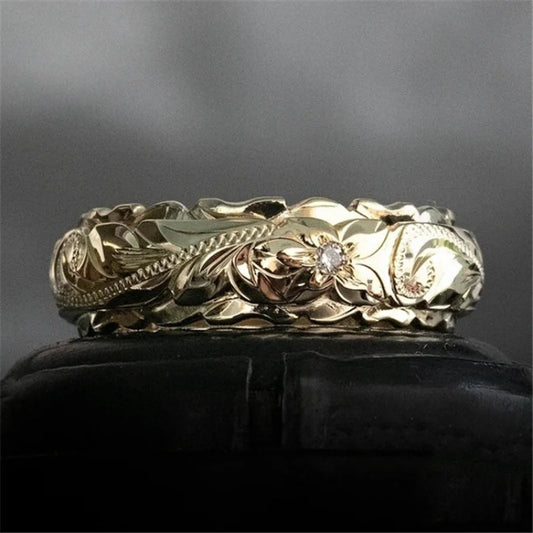 Luckacco Alloy Carving Rose Flower Ring - Trendy Unisex Jewelry Size 5-11 Perfect Valentine's Day Gift
