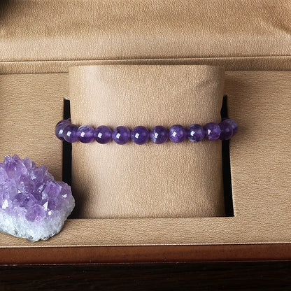 Luckacco Geniune Amethyst Natural Crystal Bracelet for Women Pulsera Amethust Bracelet Made of Real Natural Stone Beads Body-Purifying