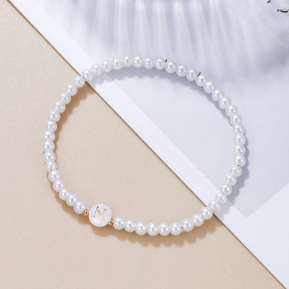 Luckacco New Fashion 26 Letter Bracelet Women Temperament Handmade Simulated Pearl Bead Bracelet For Women Jewelry Gift