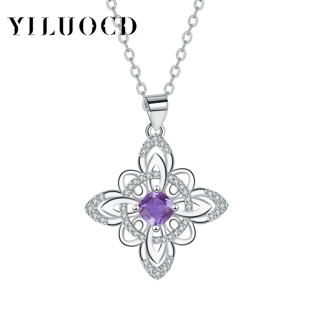 luckacco 925 thai silver classic witch knot necklace with zircons trinity knot good luck cz charm wiccan symbol protection jewelry