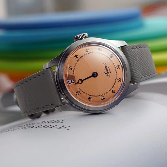 Luckacco Spot goods NEW Pierre Paulin Jumping Hour Men Watch Salmon Dial Automatic St17 Mechanical Watch Vintage Bonklip bracelet