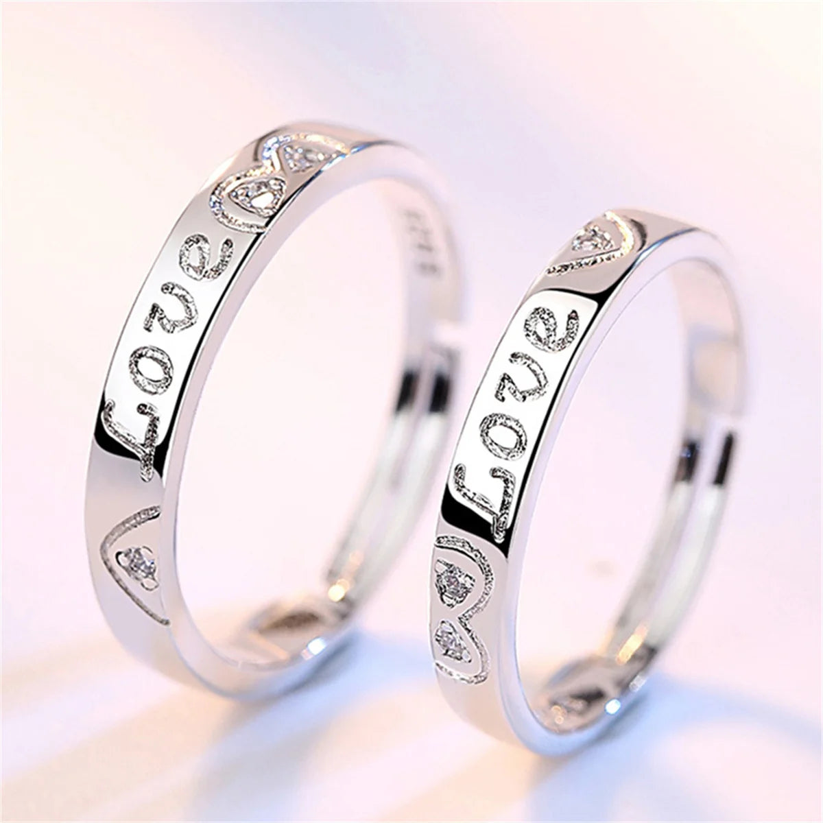 luckacco 2pcs silver color luxury zircon crown cross couple rings for lovers forever endless love wedding bands ring valentines day gifts