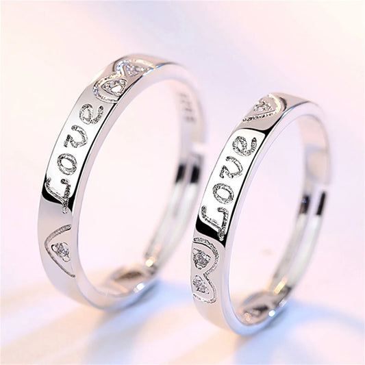 Luckacco 2Pcs Silver Color Luxury Zircon Crown Cross Couple Rings For Lovers Forever Endless Love Wedding Bands Ring Valentines Day Gifts