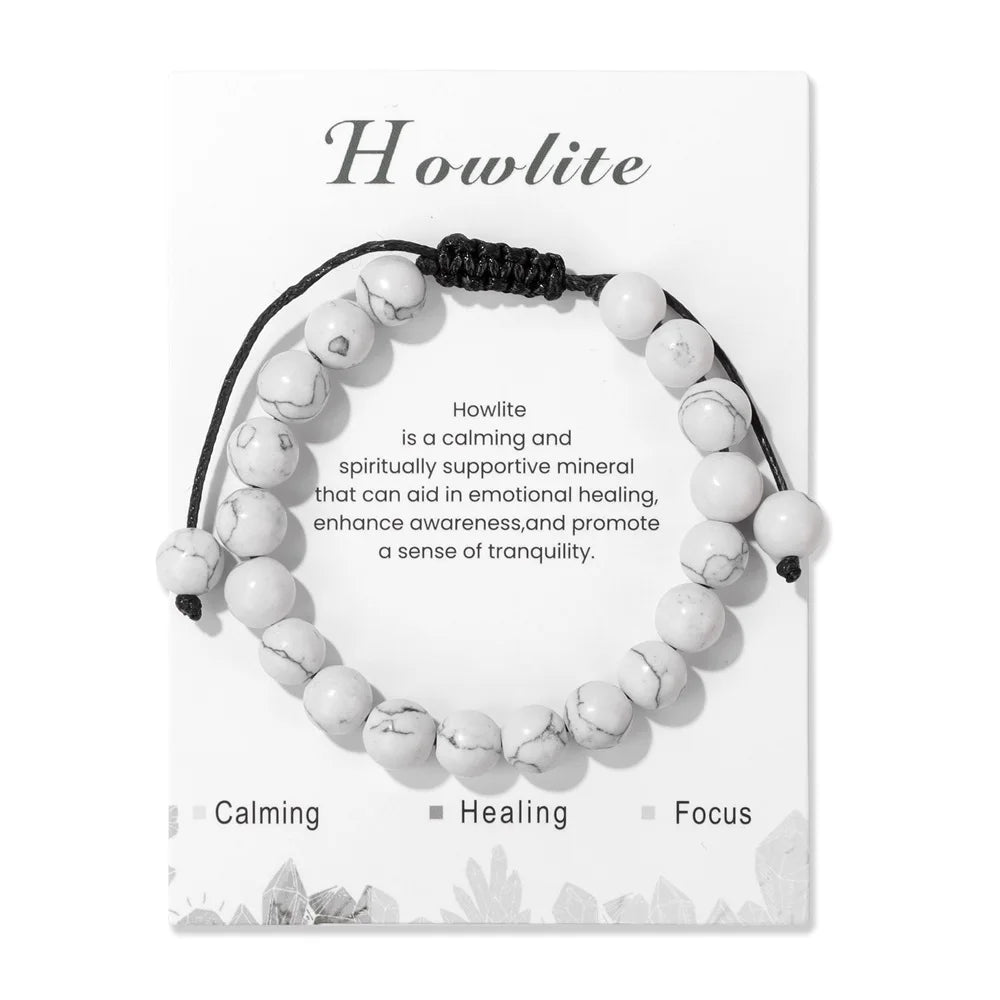 luckacco adjustable healing amethysts bracelets for women men natural stone 8mm beads braided bracelet stress relief anxiety jewelry