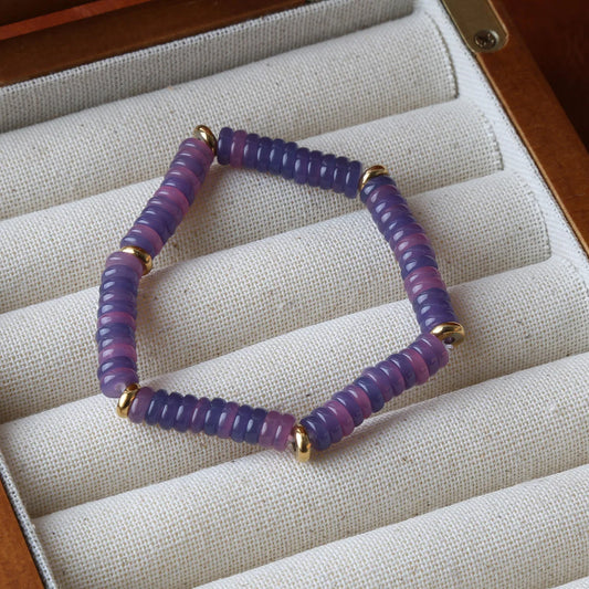 Luckacco Summer Cool Elastic Bracelet Color Beads Dopamine Girl Versatile Natural Stone Bead Trend 2024 New