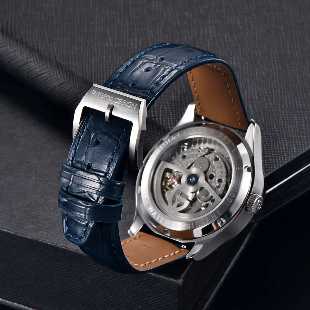 luckacco pagani design pilot series men watch sapphire glass mechanical watch power storage display automatic watch 100m waterproof clock