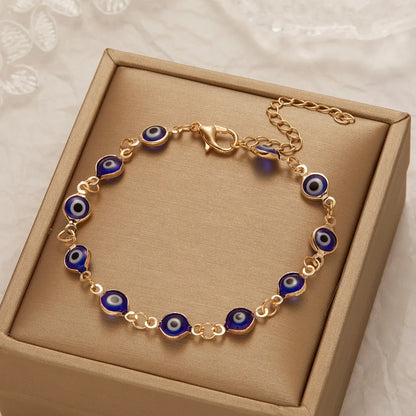 Luckacco Lucky Turkey Evil Eye Bracelet For Women Men Colorful Red Blue Eye Adjustable Metal Chain Bangles Good Luck Wealth Jewelry Gifts