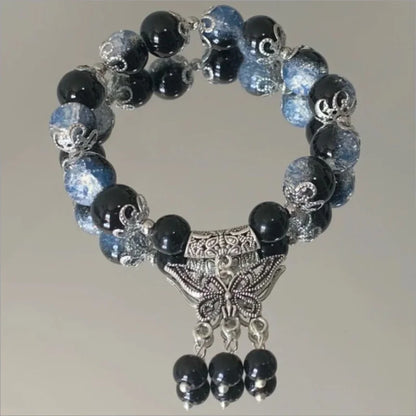 Luckacco Vintage Black Beaded Tassel Bracelets for Women Men New Chinese Ethnic Style Moon Handmade Beads Bracelets Jewelry Party Gifts