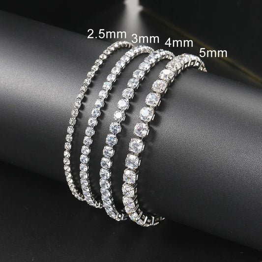 Luckacco Fashion Multicolor Tennis Bracelet for Women 2.5/3/4/5mm Zirconia Charm Designer Tennis Chain Men Bracelet Wedding Jewelry KC128