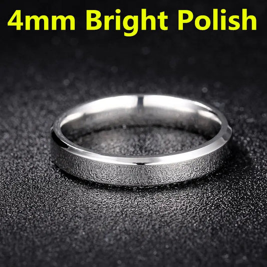 Luckacco 4-8mm Dull Polish Silver Color Titanium Ring For Men and Women Personalized Ring Customize Engraved